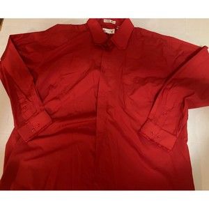 Karl Knox Long Sleeve Men's Red Dress Shirt Size 18.5  36-37